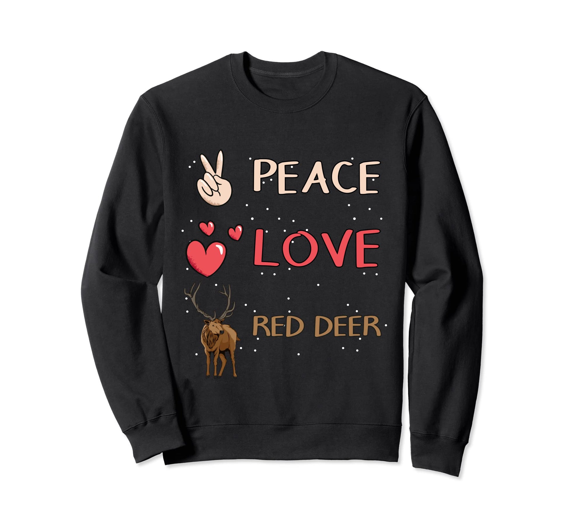 Red Deer Stag Hart Hind Peace Sweatshirt - Aesthetic Graphic Men Women - T-Shirt, Sweatshirt, Hoodie