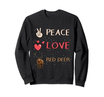 Red Deer Stag Hart Hind Peace Sweatshirt - Aesthetic Graphic Men Women - T-Shirt, Sweatshirt, Hoodie