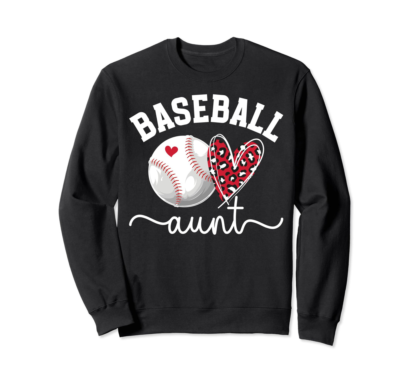 Baseball Aunt Heart Aunt Baseball Player Sweatshirt - Graphic Print Unisex - T-Shirt, Sweatshirt, Hoodie