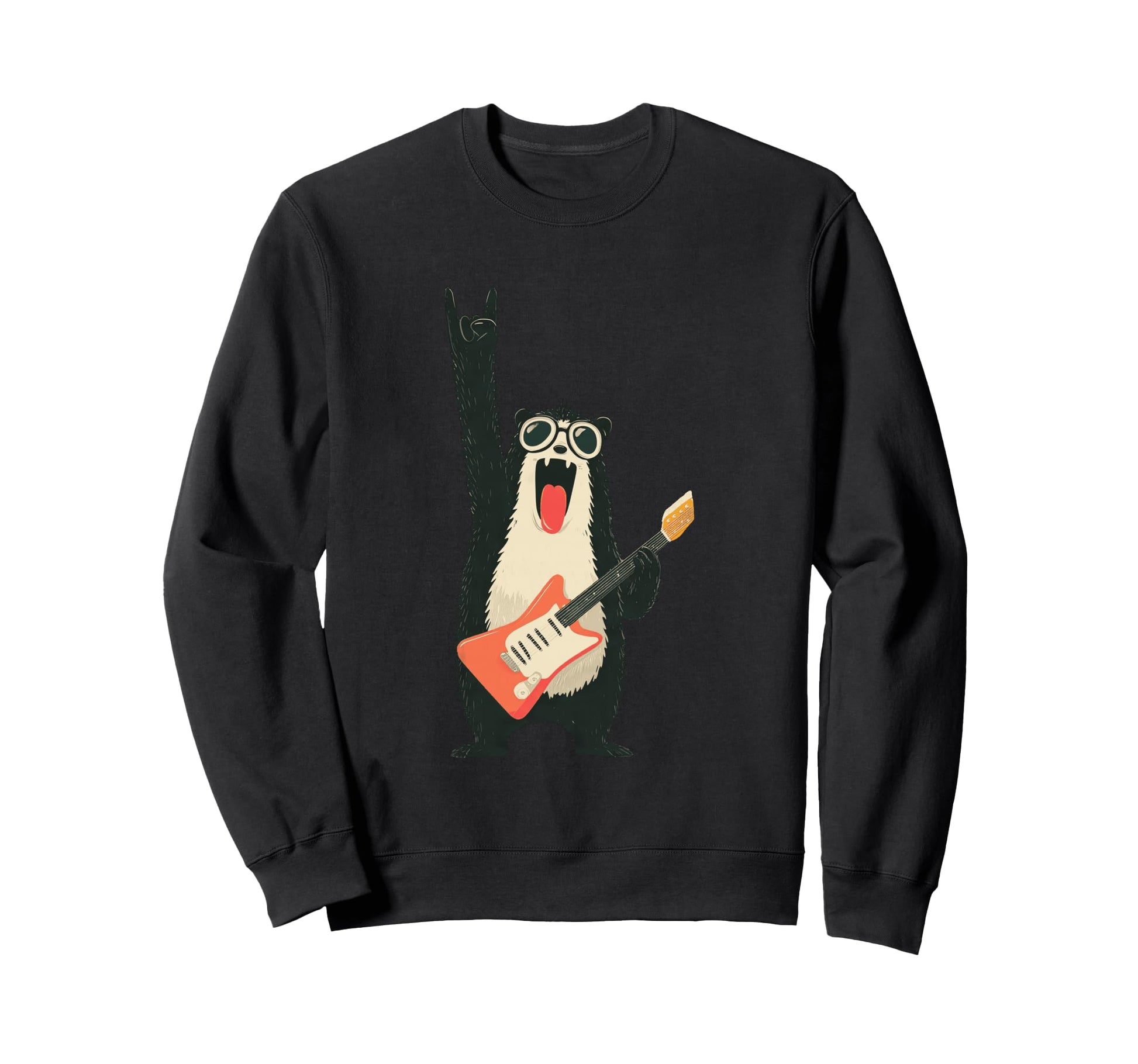 Funny Bear Guitarist Animal Sweatshirt - Minimalist Print Unisex - T-Shirt, Sweatshirt, Hoodie