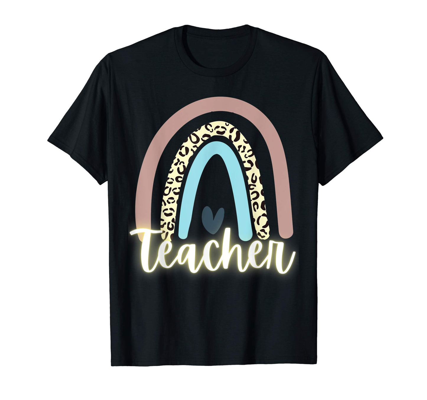 Teacher Rainbow Leopard Animal Heart T-Shirt - Streetwear Style Unisex - T-Shirt, Sweatshirt, Hoodie