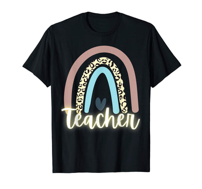 Teacher Rainbow Leopard Animal Heart T-Shirt - Streetwear Style Unisex - T-Shirt, Sweatshirt, Hoodie