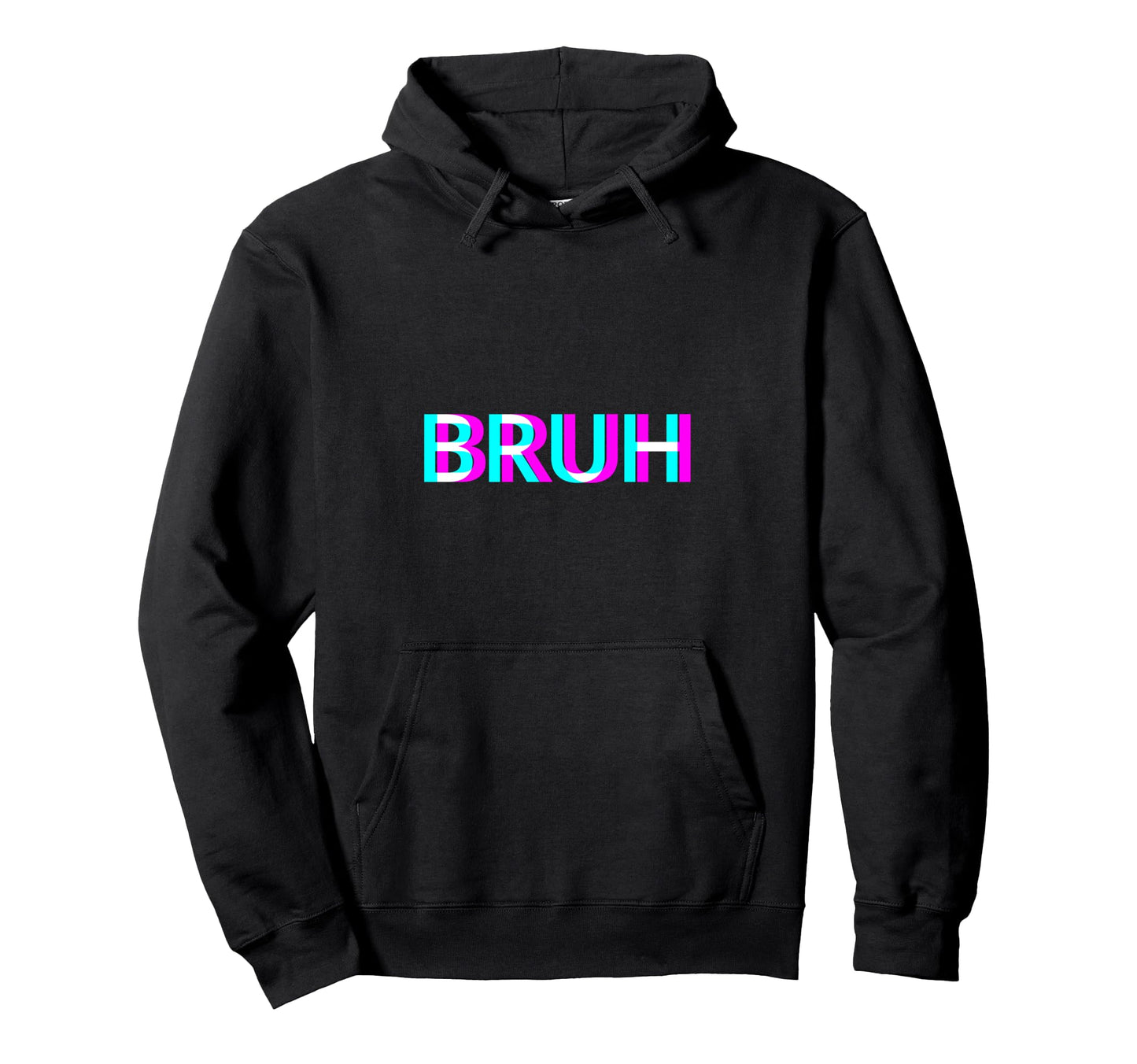 Bruh Vaporwave Aesthetic Anaglyph Hoodie - Novelty Apparel for Adults - T-Shirt, Sweatshirt, Hoodie