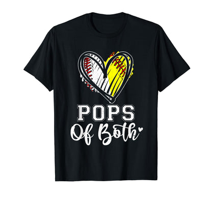 Pops Both Baseball Softball Grandpa T-Shirt - Unique Graphic for Adults - T-Shirt, Sweatshirt, Hoodie
