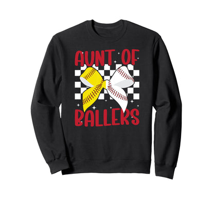Aunt Ballers Coquette Baseball Sweatshirt - Fun Novelty Design for Adults - T-Shirt, Sweatshirt, Hoodie