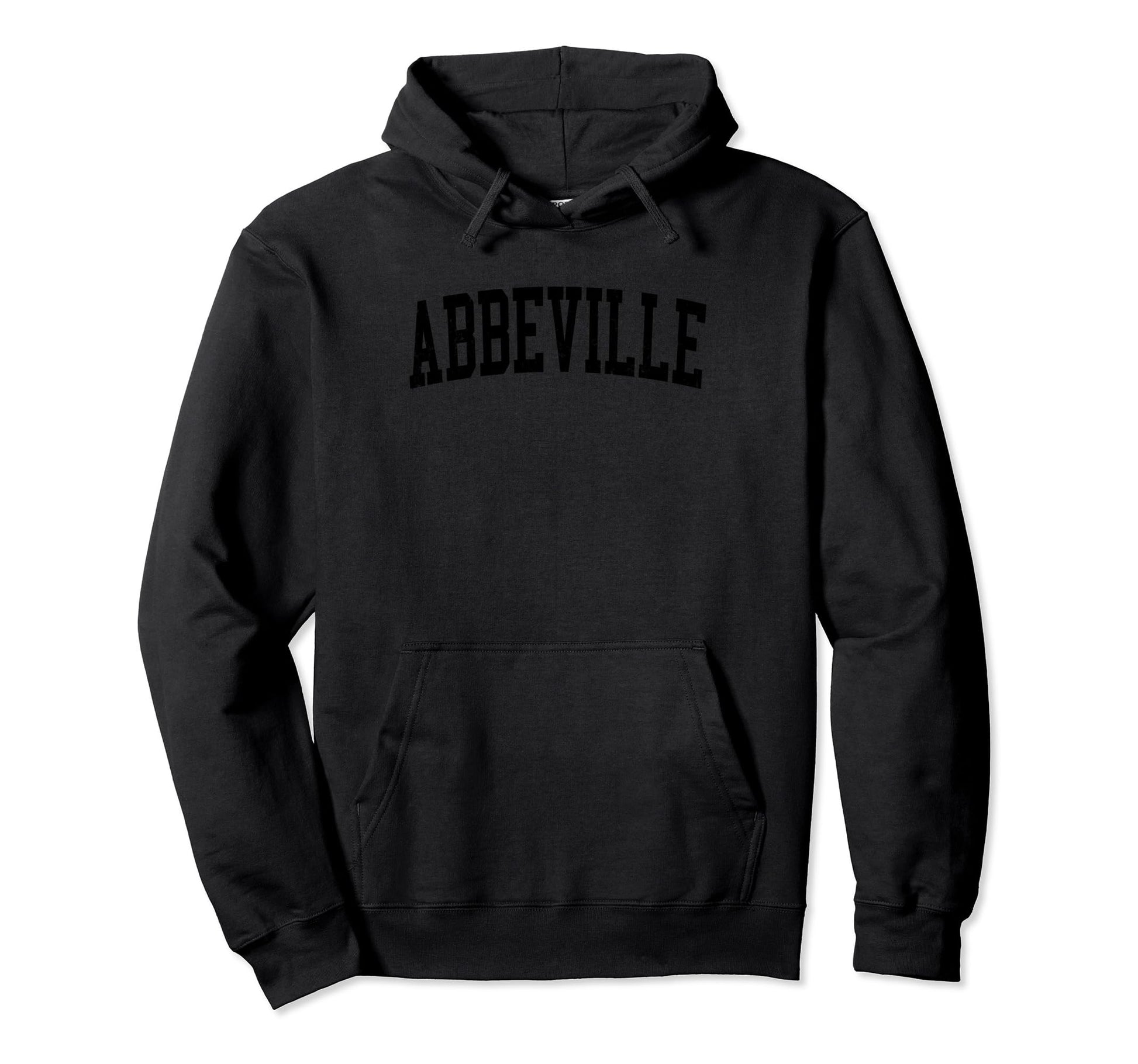 Abbeville La Distressed Black Varsity Hoodie - Streetwear Style for Adults - T-Shirt, Sweatshirt, Hoodie