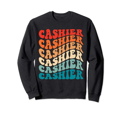 Groovy 70S Cashier Funny Wavy Boho Sweatshirt - Trendy Graphic for Adults - T-Shirt, Sweatshirt, Hoodie