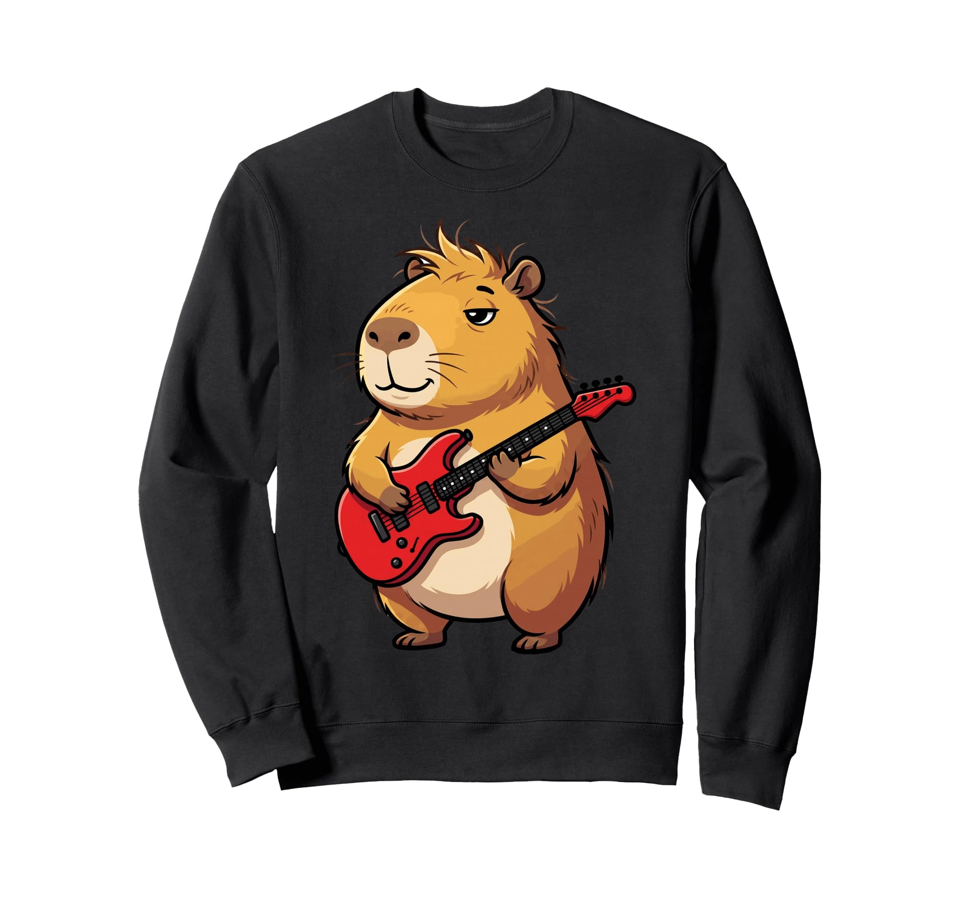 Capybara Rock Star Electric Guitar Sweatshirt - Novelty Apparel for Adults - T-Shirt, Sweatshirt, Hoodie