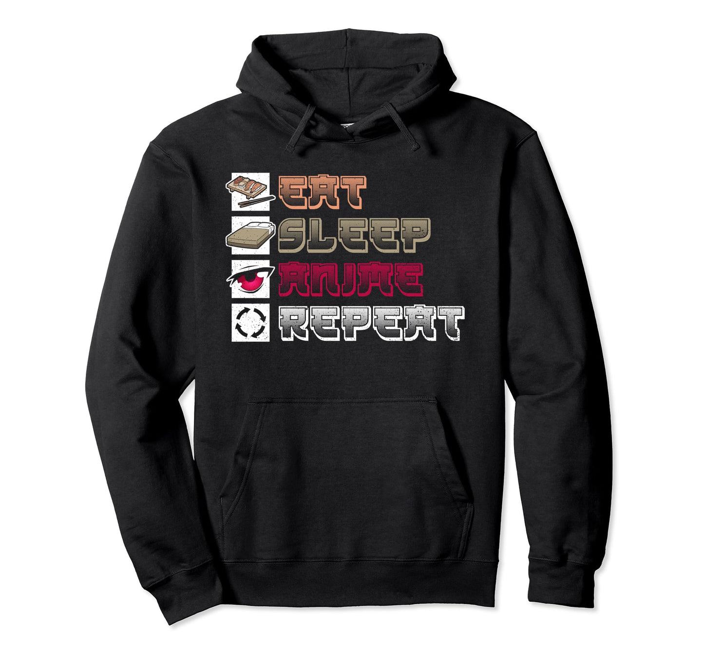 Eat Sleep Anime Repeat Aesthetic Anime Hoodie - Unique Graphic Unisex - T-Shirt, Sweatshirt, Hoodie