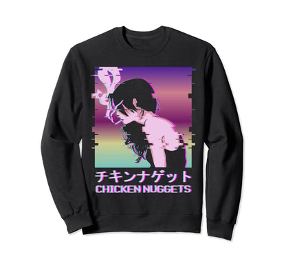 Chicken Nuggets Vaporwave Aesthetic Sad Sweatshirt - Unique Graphic Unisex - T-Shirt, Sweatshirt, Hoodie