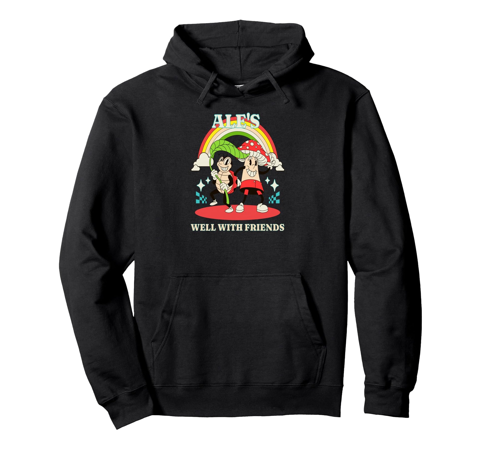 Wholesome Mushroom Bug Rainbow Cartoon Joy Hoodie - Graphic Print Unisex - T-Shirt, Sweatshirt, Hoodie