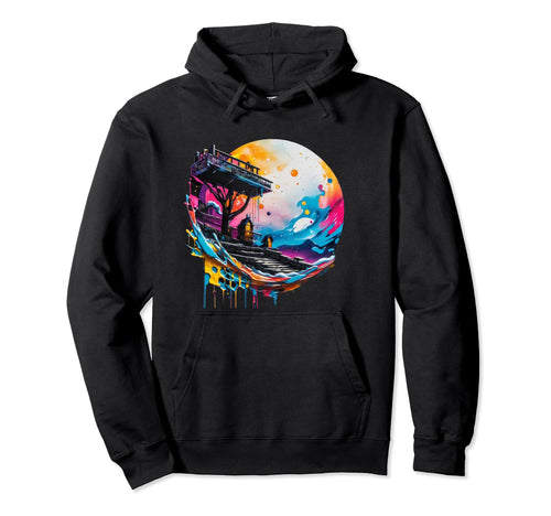 Cityscape Graffiti Rainbow Rave Hoodie - Casual Everyday Wear Men Women - T-Shirt, Sweatshirt, Hoodie
