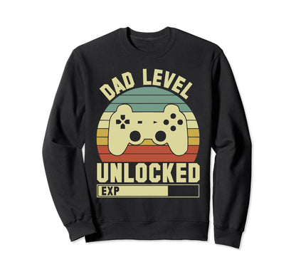 Gamer Dad Dad Level Unlocked Fathers Sweatshirt - Unique Graphic Men Women - T-Shirt, Sweatshirt, Hoodie