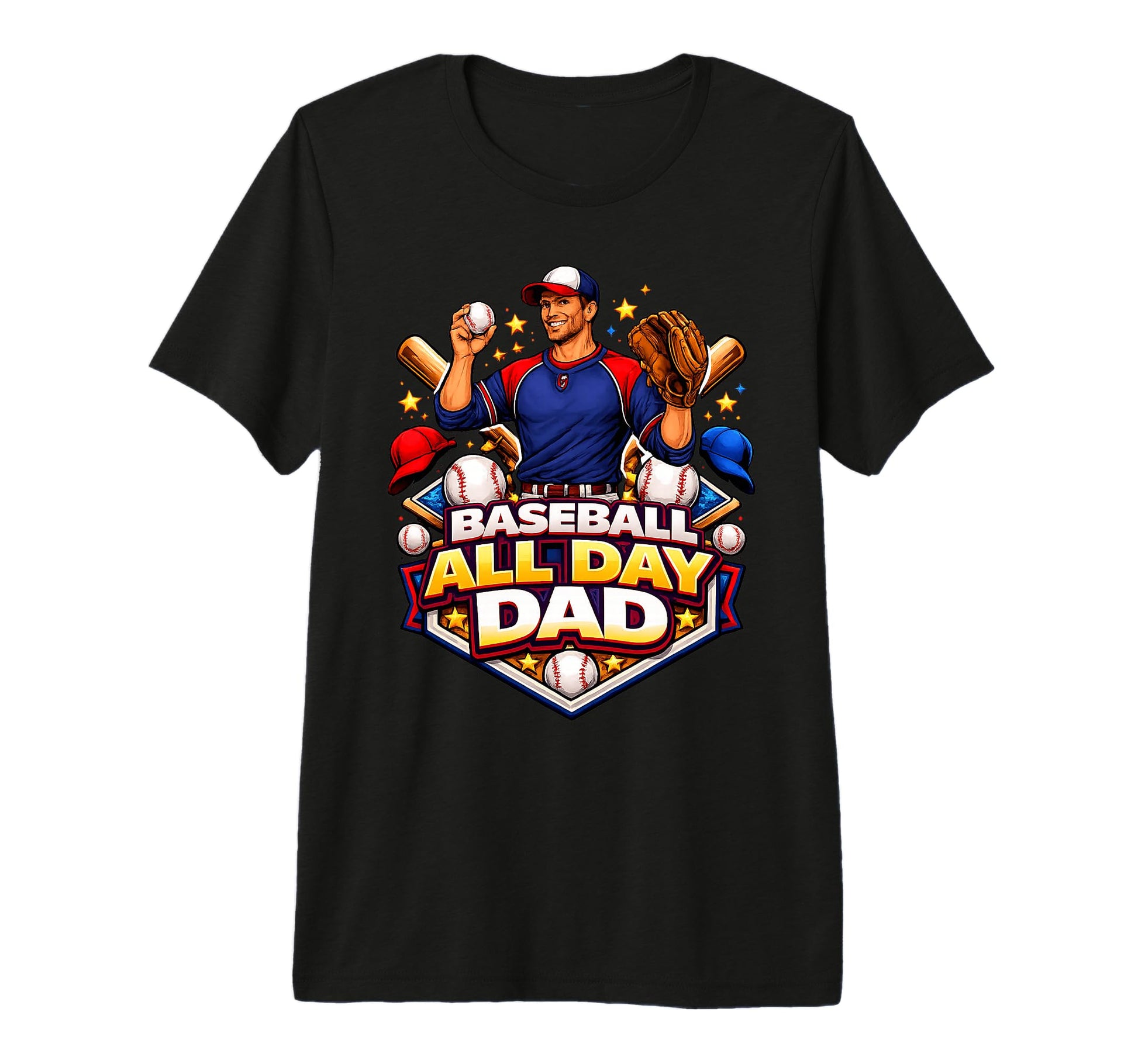 Mens Baseball All Day Dad Parent T-Shirt - Graphic Print Men Women - T-Shirt, Sweatshirt, Hoodie
