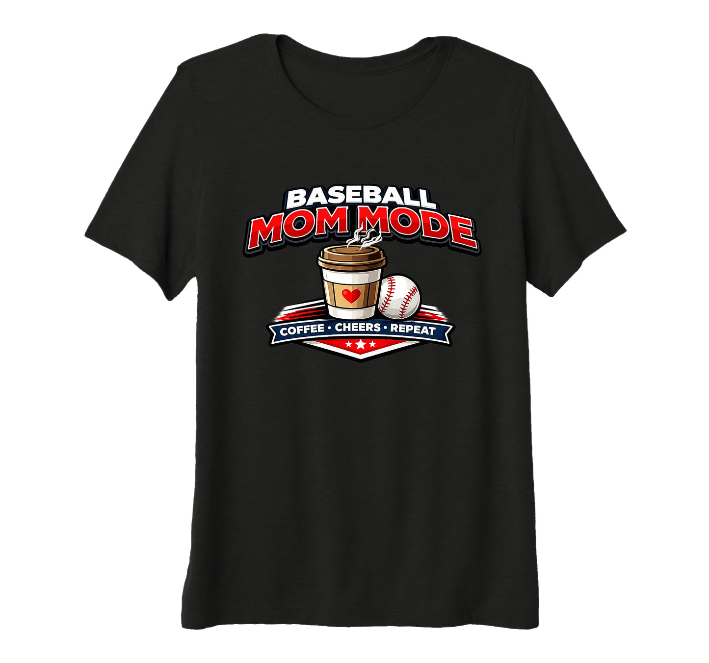 Womens Funny Baseball Mom Mode Coffee T-Shirt - Trendy Graphic Unisex - T-Shirt, Sweatshirt, Hoodie