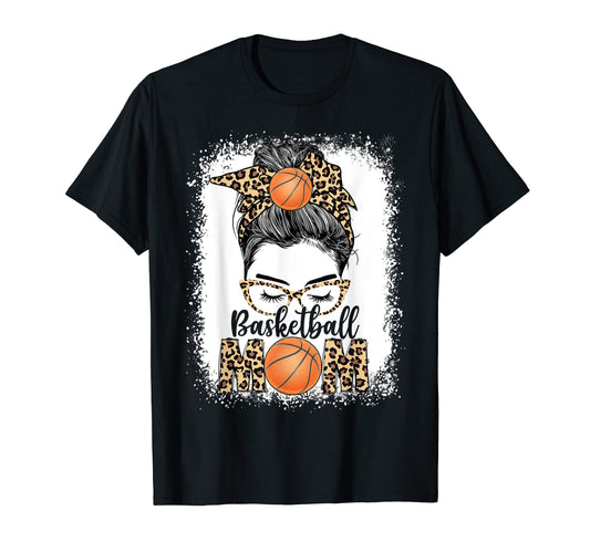 Basketball Mom Game Day Messy Bun T-Shirt - Custom Art Print for Adults - T-Shirt, Sweatshirt, Hoodie