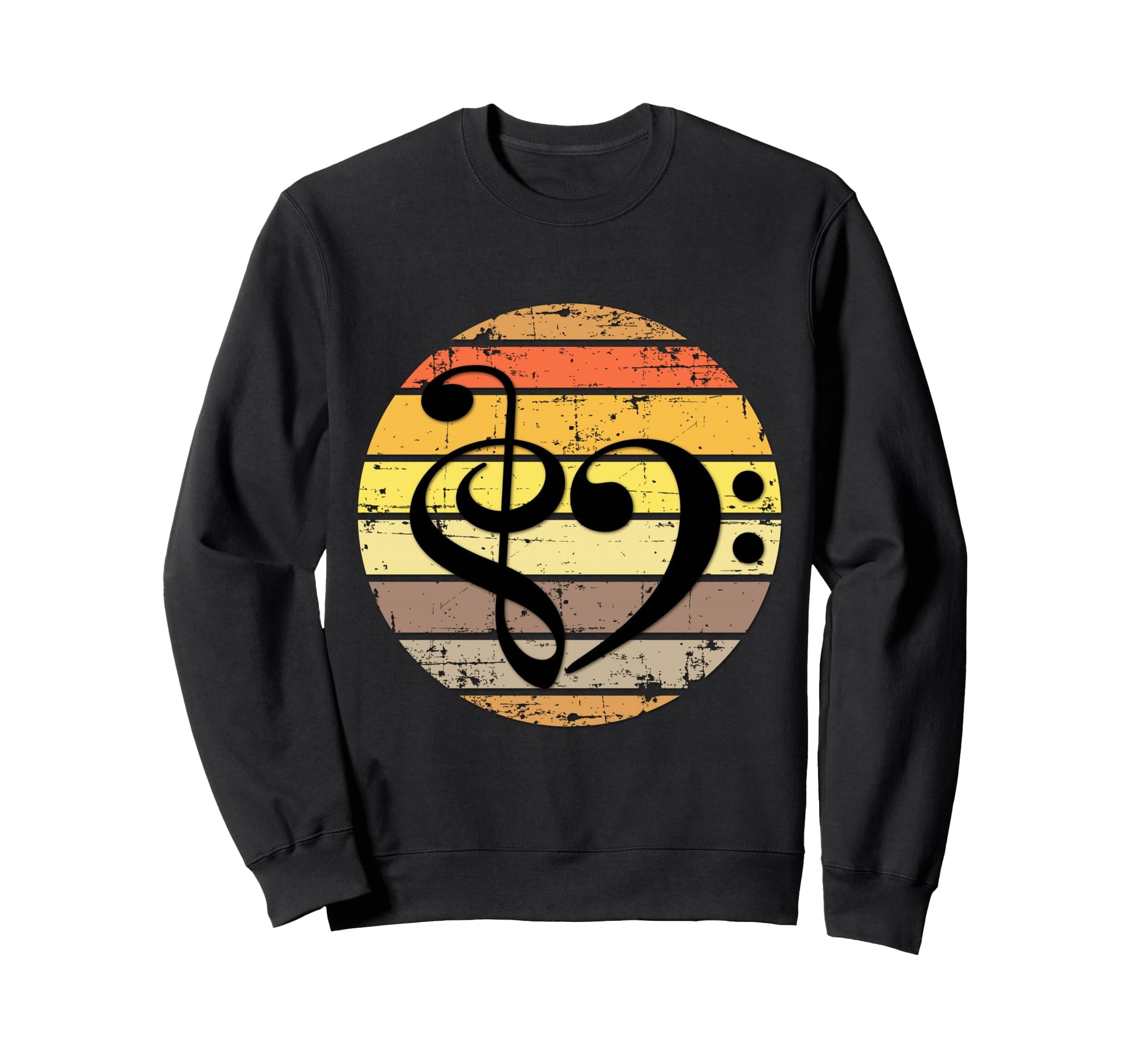 Bold Musical Heart Over Sunset Sweatshirt - Fun Novelty Design for Adults - T-Shirt, Sweatshirt, Hoodie