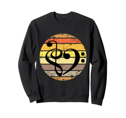 Bold Musical Heart Over Sunset Sweatshirt - Fun Novelty Design for Adults - T-Shirt, Sweatshirt, Hoodie