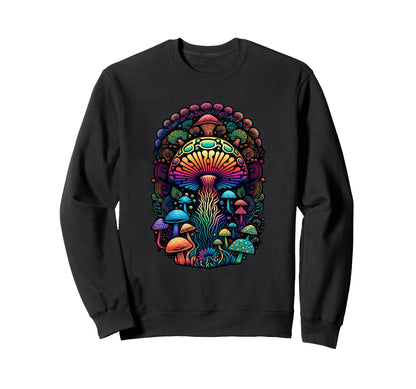Colorful Trippy Mushroom Fantasy Nature Sweatshirt - Graphic Print Unisex - T-Shirt, Sweatshirt, Hoodie