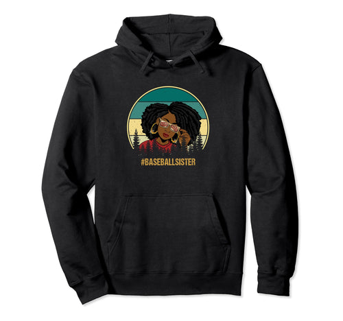 Black Baseball Sister Baseball Sister Hoodie - Minimalist Print for Adults - T-Shirt, Sweatshirt, Hoodie