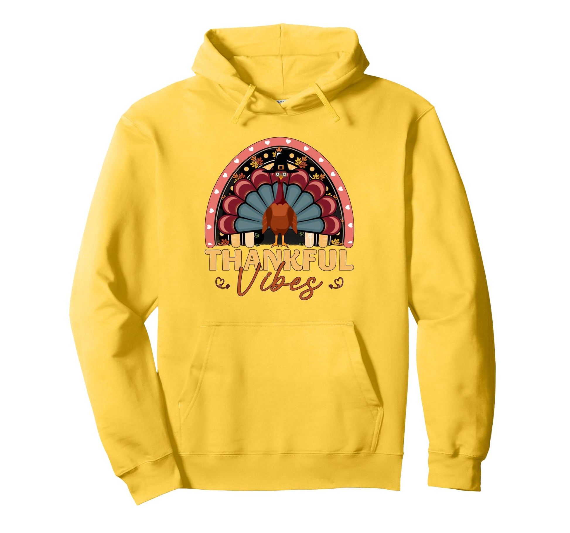 Thankful Vibes Funny Turkey Rainbow Hoodie - Aesthetic Graphic Unisex - T-Shirt, Sweatshirt, Hoodie