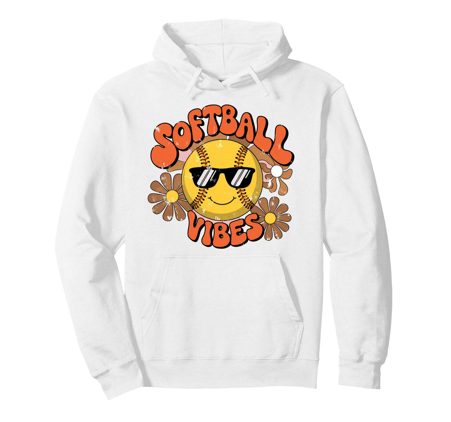 Softball Vibes Groovy Game Day Hoodie - Trendy Graphic Unisex - T-Shirt, Sweatshirt, Hoodie
