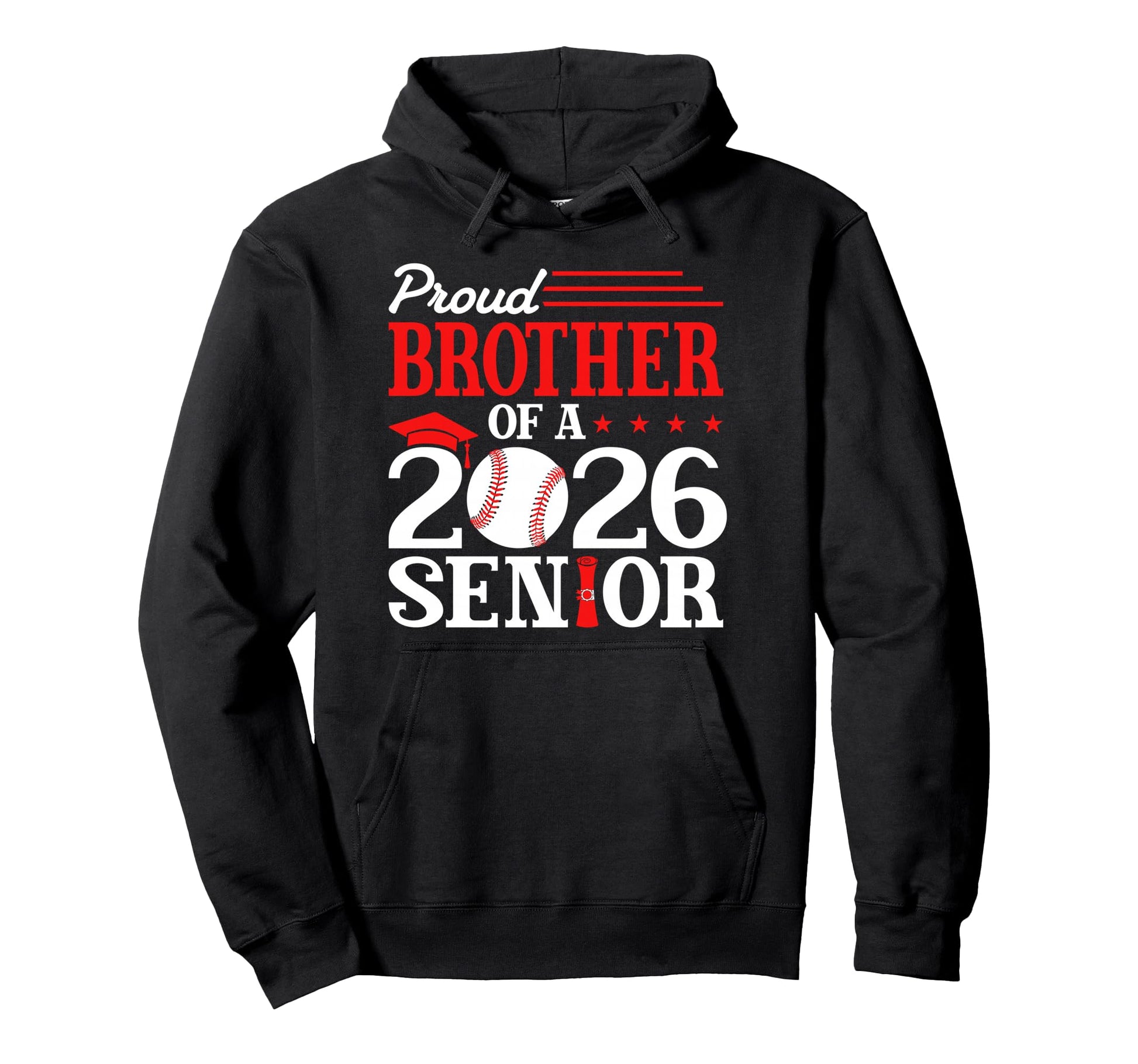 Proud Brother 2026 Senior Baseball Hoodie - Trendy Graphic for Adults - T-Shirt, Sweatshirt, Hoodie