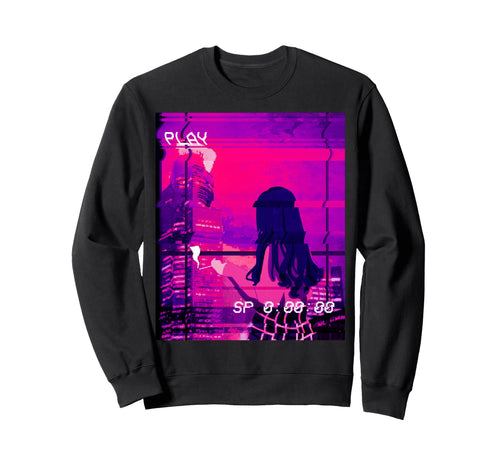 Aesthetic Vaporwave Anime Sad Smoking Sweatshirt - Novelty Apparel Unisex - T-Shirt, Sweatshirt, Hoodie