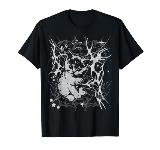 Y2K Cat Emo 2000S Grunge T-Shirt - Graphic Print for Adults - T-Shirt, Sweatshirt, Hoodie