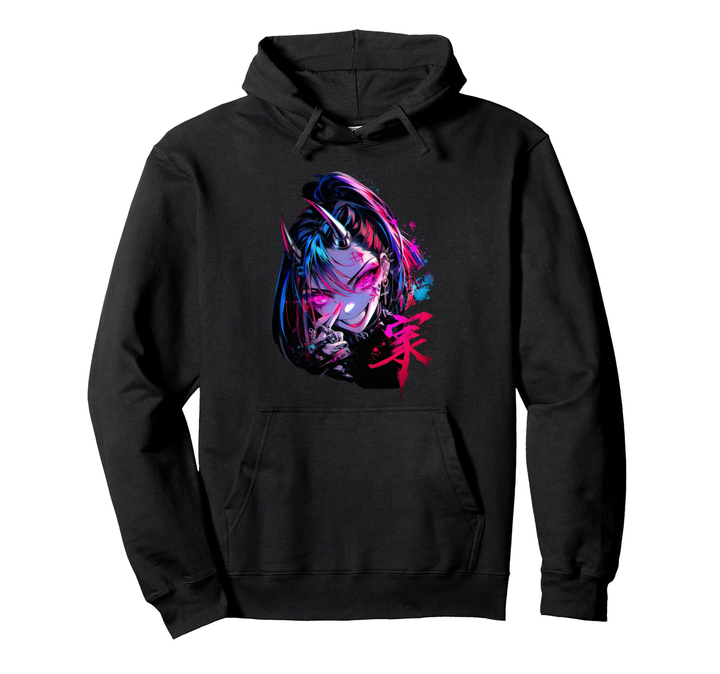 Goth Grunge Demon Anime Waifu Horror Hoodie - Streetwear Style for Adults - T-Shirt, Sweatshirt, Hoodie