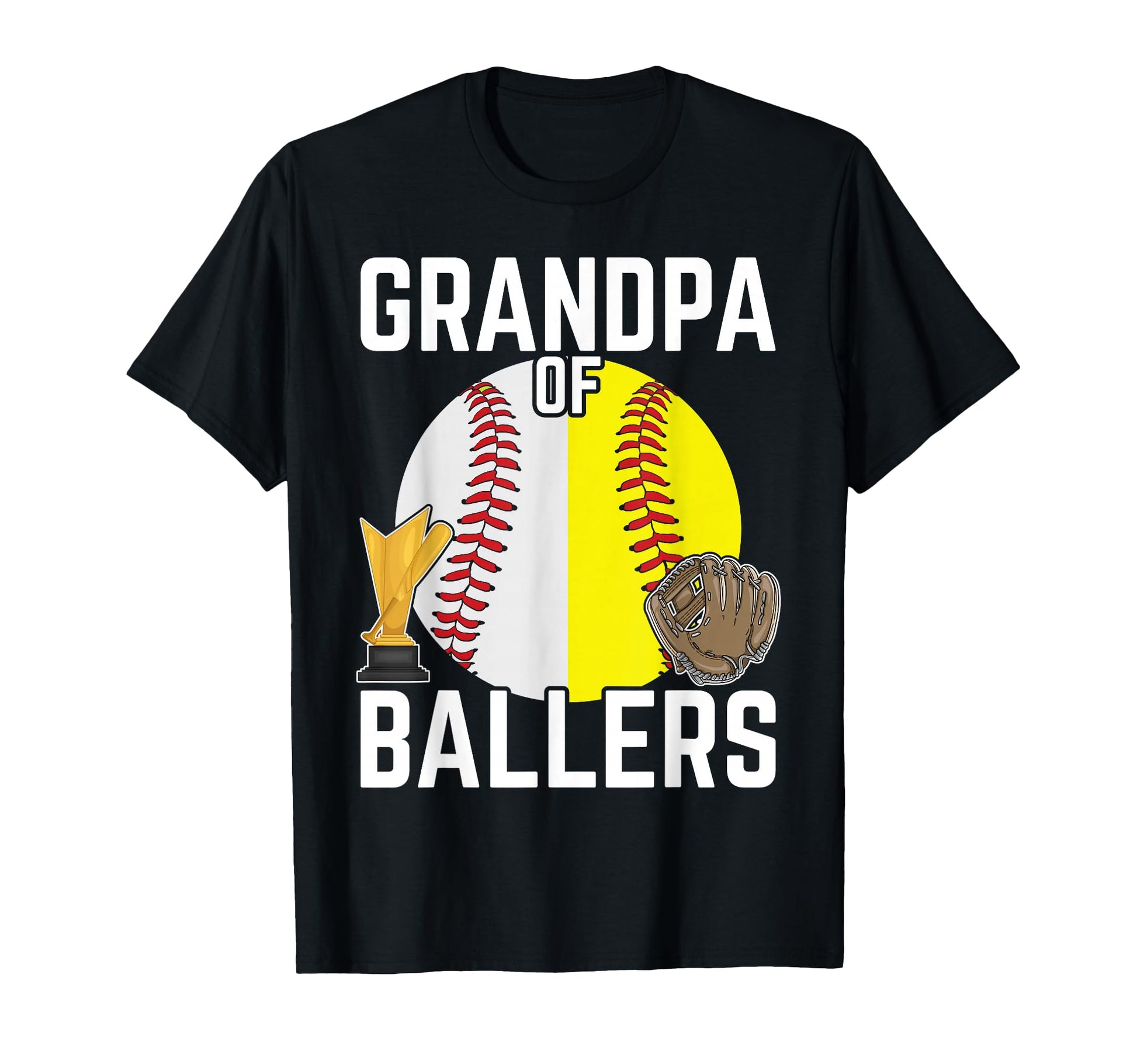Grandpa Ballers Funny Baseball T-Shirt - Minimalist Print Men Women - T-Shirt, Sweatshirt, Hoodie
