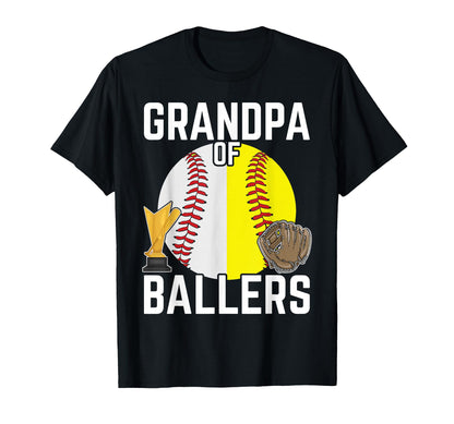Grandpa Ballers Funny Baseball T-Shirt - Minimalist Print Men Women - T-Shirt, Sweatshirt, Hoodie