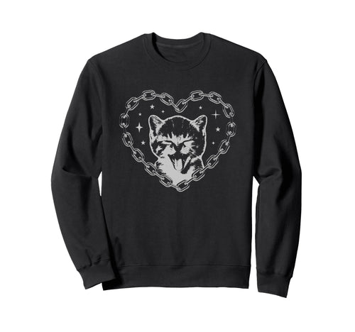 Y2K Cat Chain Heart Emo Goth 90S Sweatshirt - Streetwear Style Men Women - T-Shirt, Sweatshirt, Hoodie