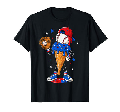 Baseball Ice Cream Drip Catcher T-Shirt - Custom Art Print for Adults - T-Shirt, Sweatshirt, Hoodie