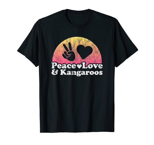 Peace Love And Kangaroos Kangaroo T-Shirt - Aesthetic Graphic for Adults - T-Shirt, Sweatshirt, Hoodie