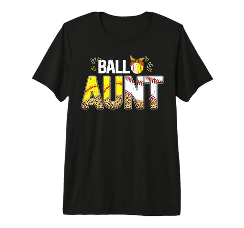 Ball Aunt Leopard Baseball Softball T-Shirt - Fun Novelty Design Unisex - T-Shirt, Sweatshirt, Hoodie