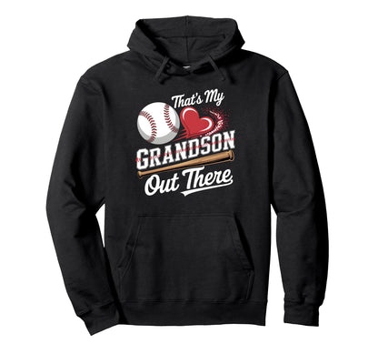 Thats My Grandson Baseball Grandma Mothers Hoodie - Unique Graphic Unisex - T-Shirt, Sweatshirt, Hoodie