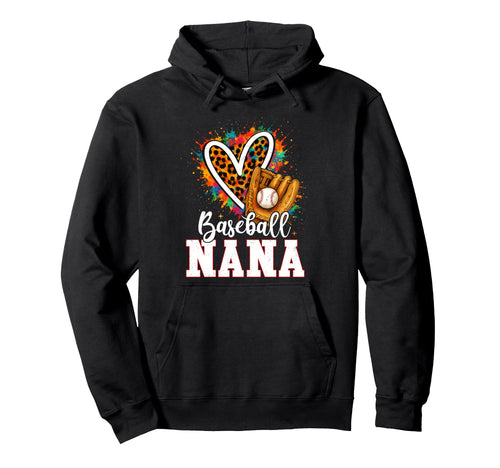 Baseball Nana Grandma Leopard Heart Hoodie - Minimalist Print for Adults - T-Shirt, Sweatshirt, Hoodie