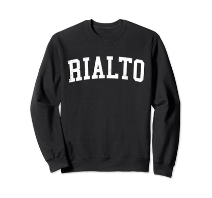 Rialto Ca Distressed White Varsity Sweatshirt - Fun Novelty Design Unisex - T-Shirt, Sweatshirt, Hoodie