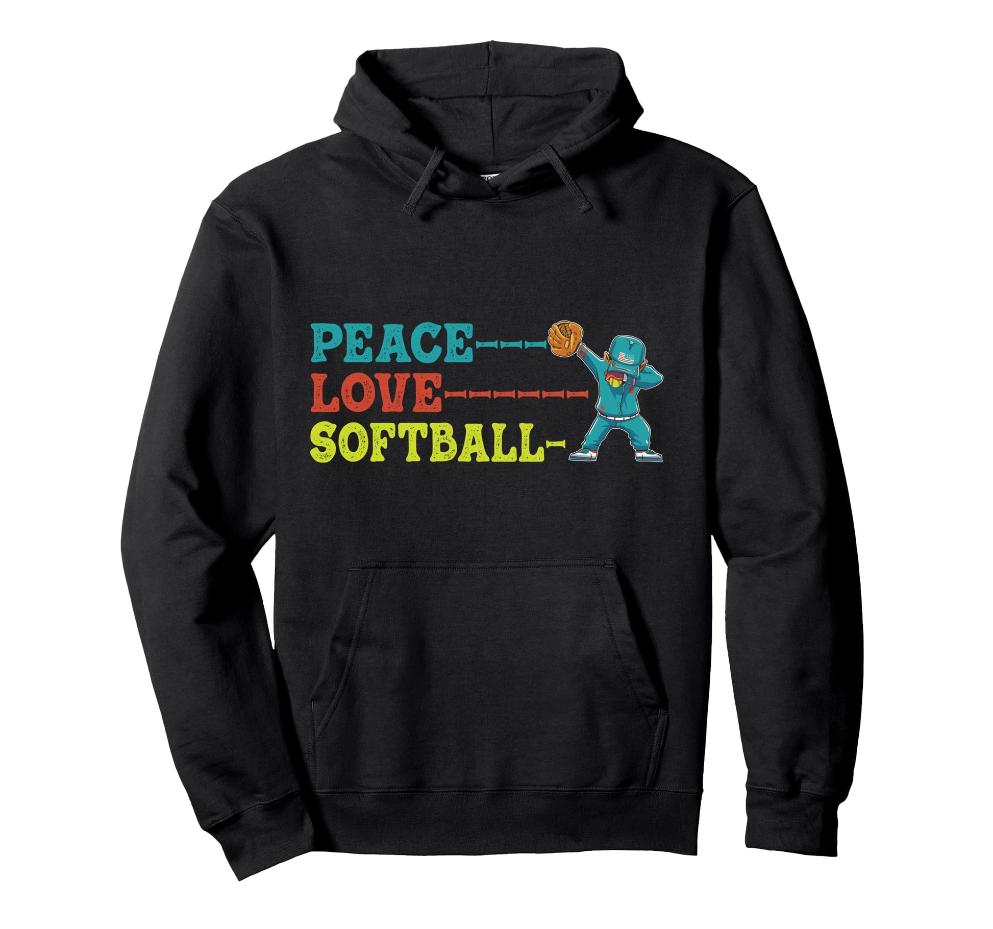 Peace Love Softball Hoodie - Aesthetic Graphic Unisex - T-Shirt, Sweatshirt, Hoodie