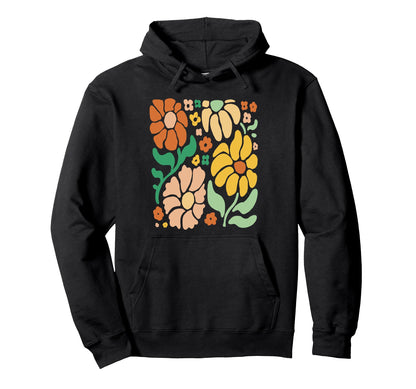 Boho Floral Groovy Flowers Aesthetic Hoodie - Custom Art Print Men Women - T-Shirt, Sweatshirt, Hoodie