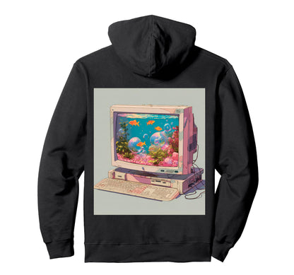 Y2K Computer Monitor Aquarium Goldfish Hoodie - Aesthetic Graphic Unisex - T-Shirt, Sweatshirt, Hoodie