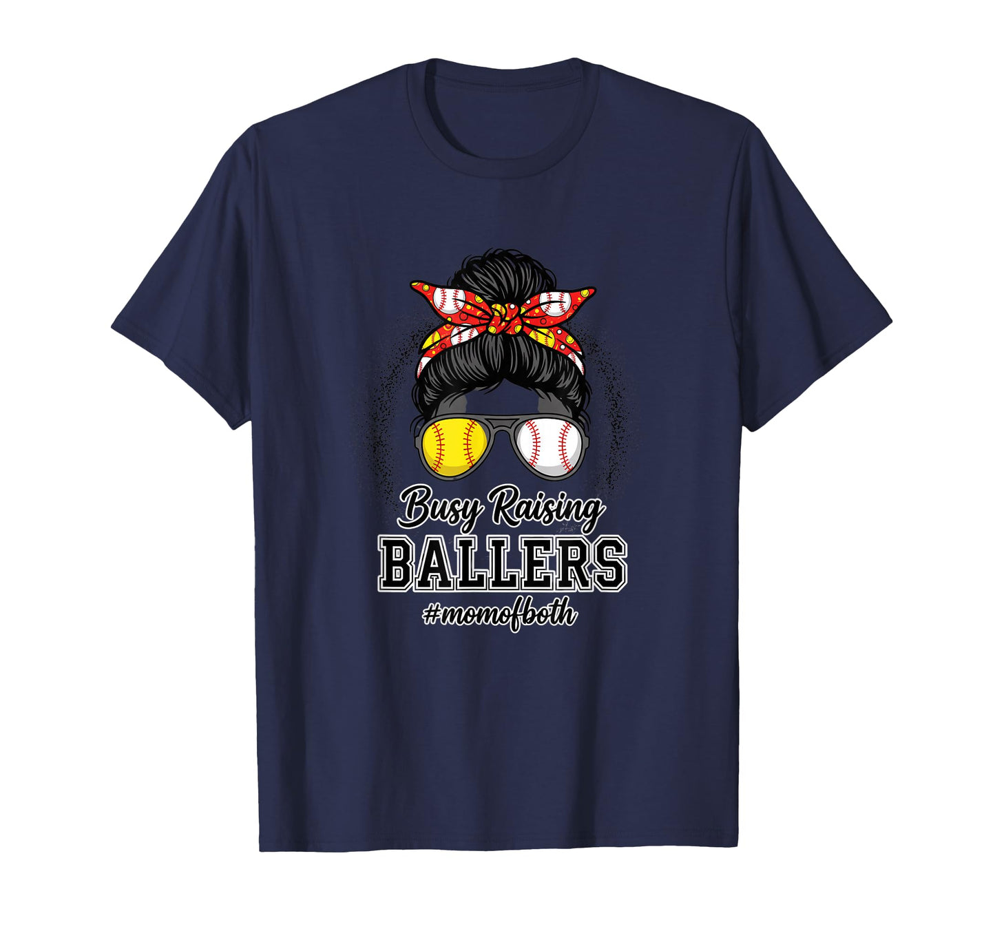 Mom Busy Raising Ballers Mom Both T-Shirt - Graphic Print for Adults - T-Shirt, Sweatshirt, Hoodie
