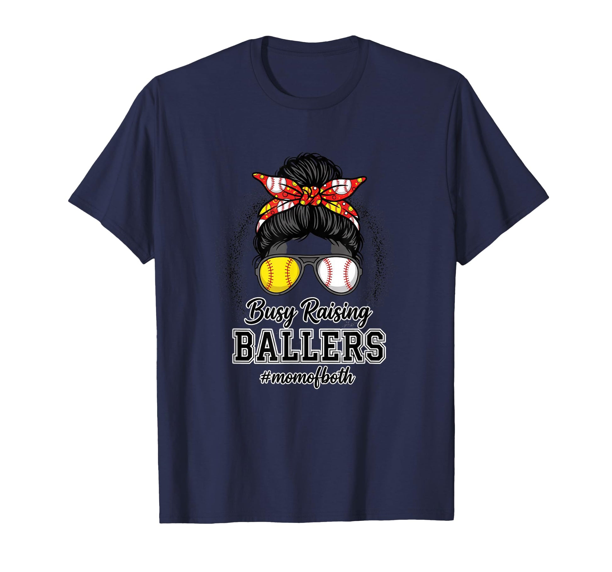 Mom Busy Raising Ballers Mom Both T-Shirt - Graphic Print for Adults - T-Shirt, Sweatshirt, Hoodie