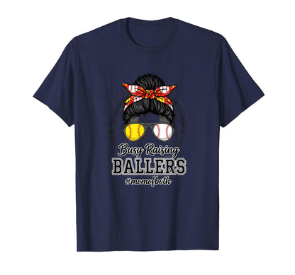 Mom Busy Raising Ballers Mom Both T-Shirt - Graphic Print for Adults - T-Shirt, Sweatshirt, Hoodie