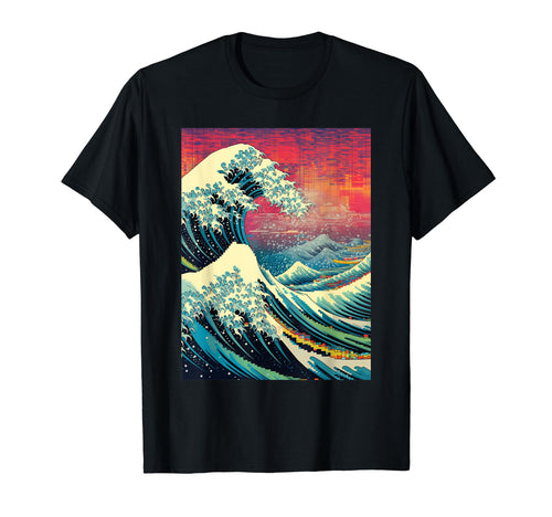 Japanese Vaporwave Great Wave T-Shirt - Casual Everyday Wear for Adults - T-Shirt, Sweatshirt, Hoodie