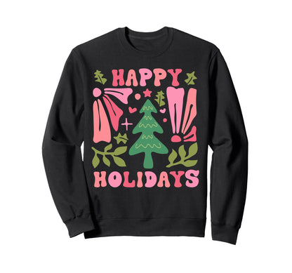 Boho Happy Holidays Sweatshirt - Fun Novelty Design for Adults - T-Shirt, Sweatshirt, Hoodie