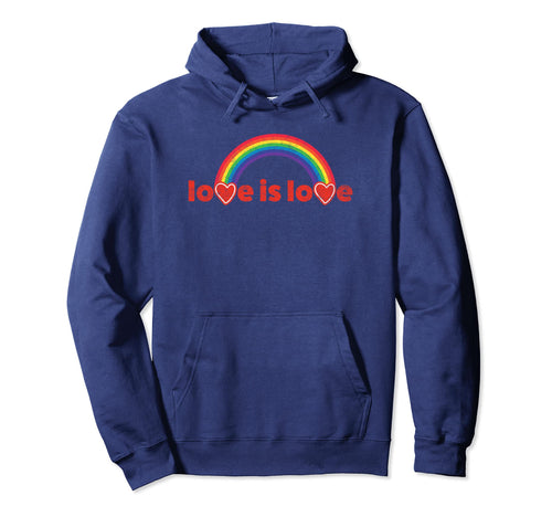 Lgbt Love Is Love Rainbow Hearts Gay Hoodie - Minimalist Print for Adults - T-Shirt, Sweatshirt, Hoodie