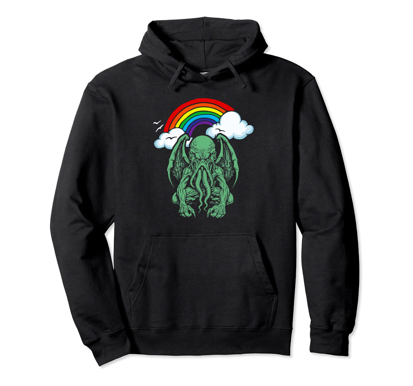 Happy Cthulhu Sarcastic Funny Monster 80S Hoodie - Unique Graphic Unisex - T-Shirt, Sweatshirt, Hoodie