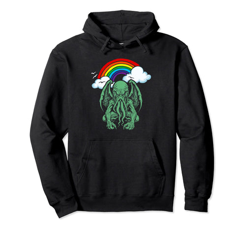 Happy Cthulhu Sarcastic Funny Monster 80S Hoodie - Unique Graphic Unisex - T-Shirt, Sweatshirt, Hoodie